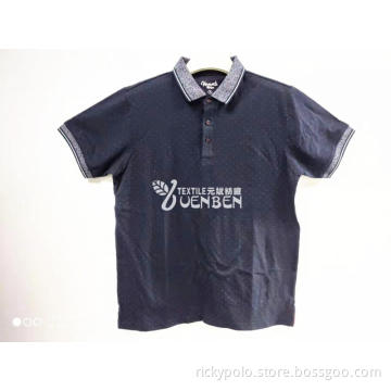 Solid Jersey With Printing And Jacquard Collar Shirt